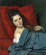 COURTOIS, Jacques Half-length Woman Lying on a Couch oil on canvas
